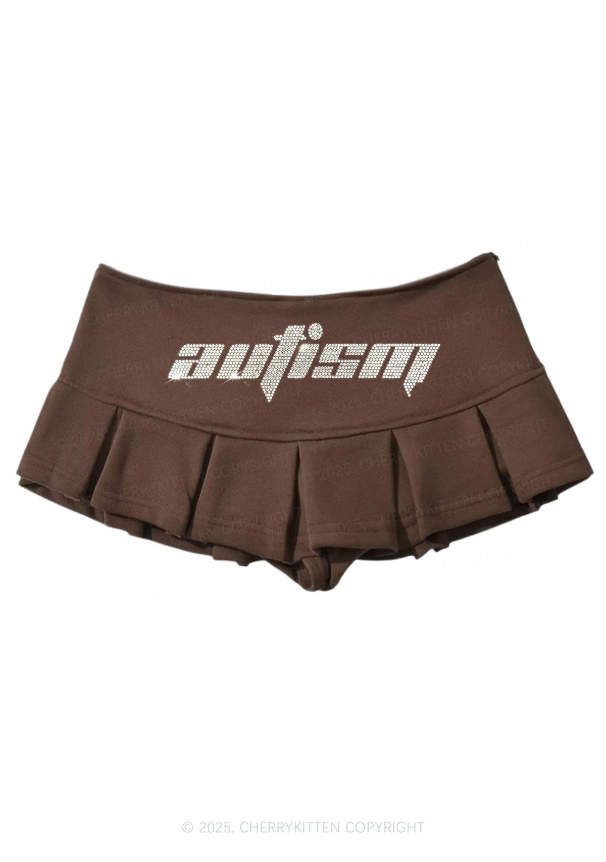 Rhinestone Autism Y2K Mini Pleated Skirts Cherrykitten