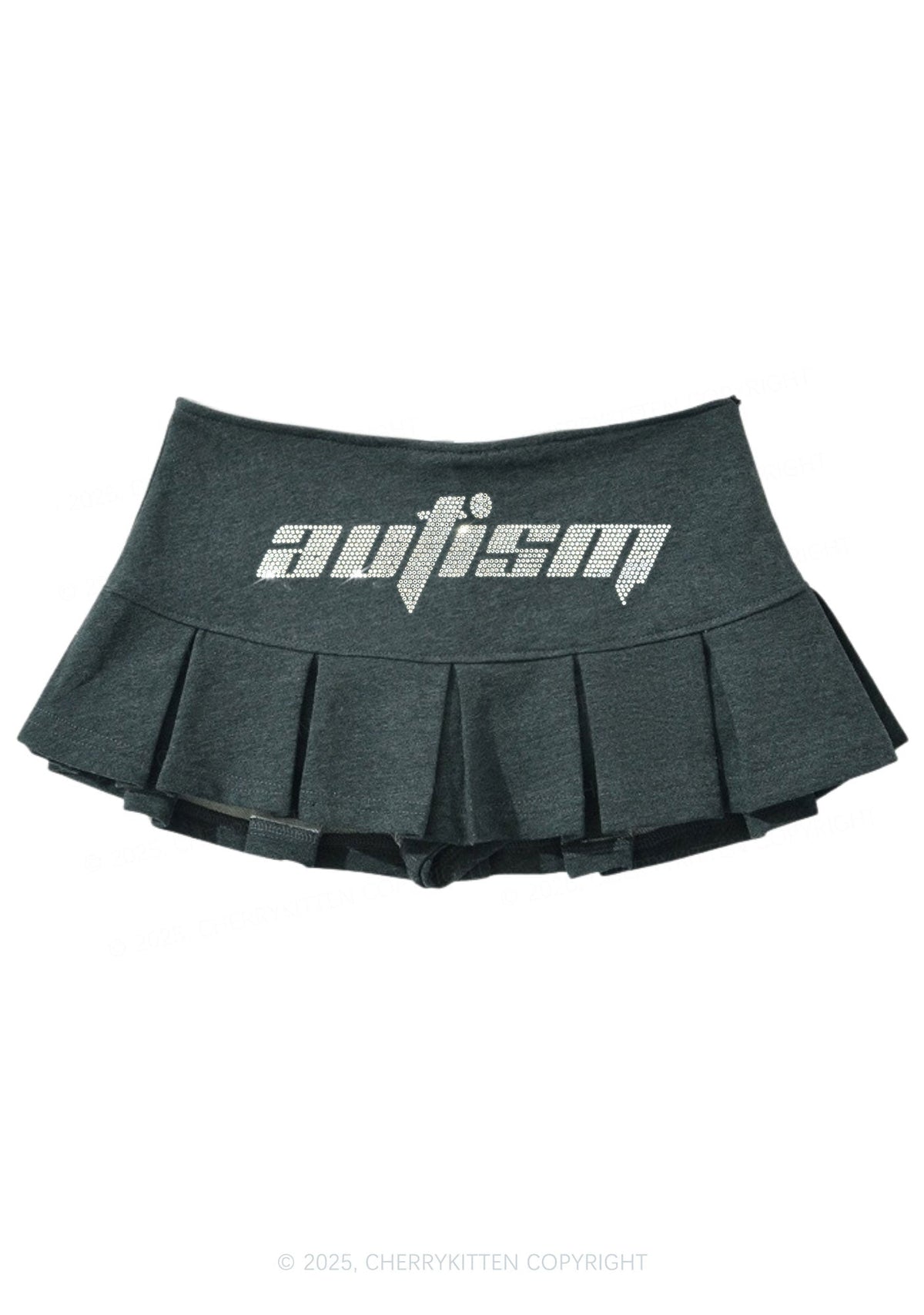 Rhinestone Autism Y2K Mini Pleated Skirts Cherrykitten