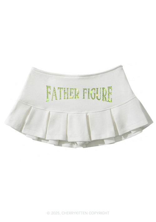 Rhinestone Father Figure Y2K Mini Pleated Skirts Cherrykitten
