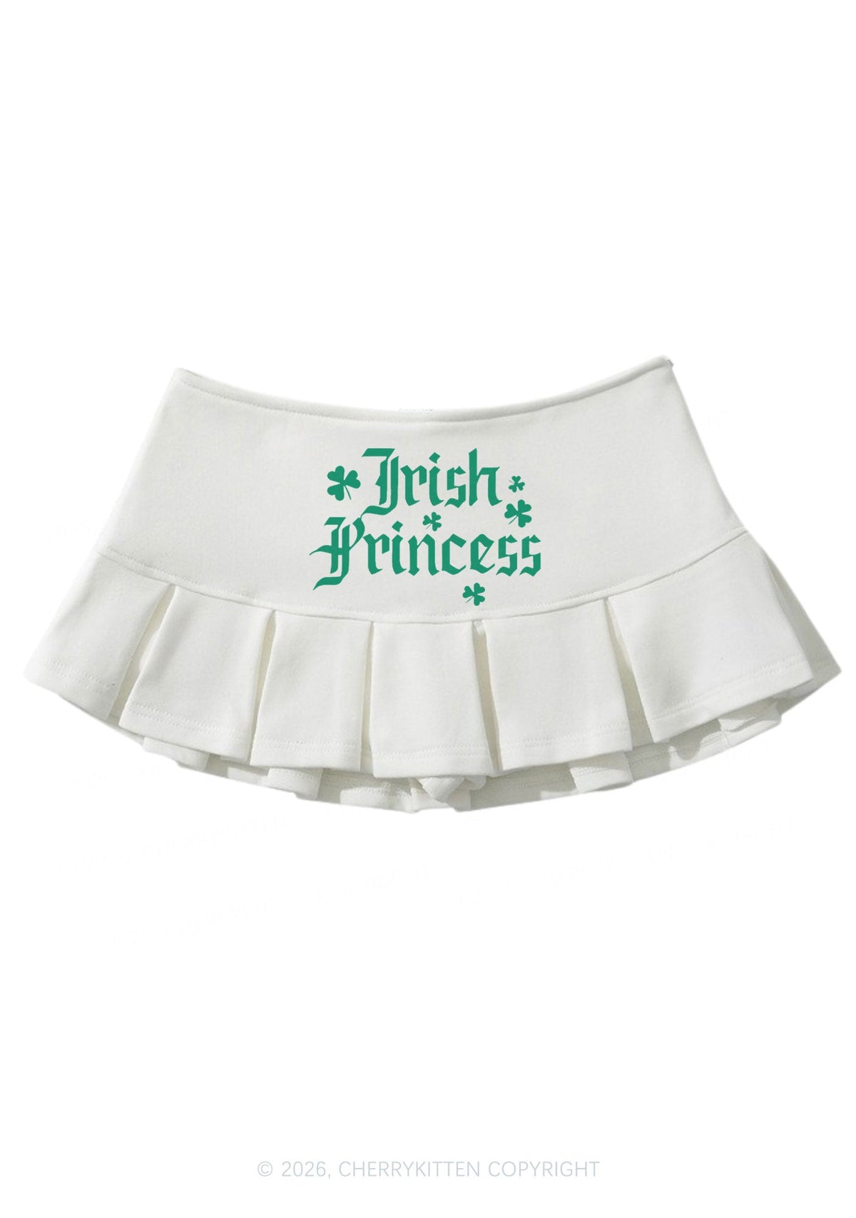Irish Princess St Patricks Y2K Mini Pleated Skirts Cherrykitten