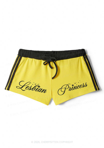 Lesbian Princess Pride Y2K Drawstring Mini Shorts Cherrykitten