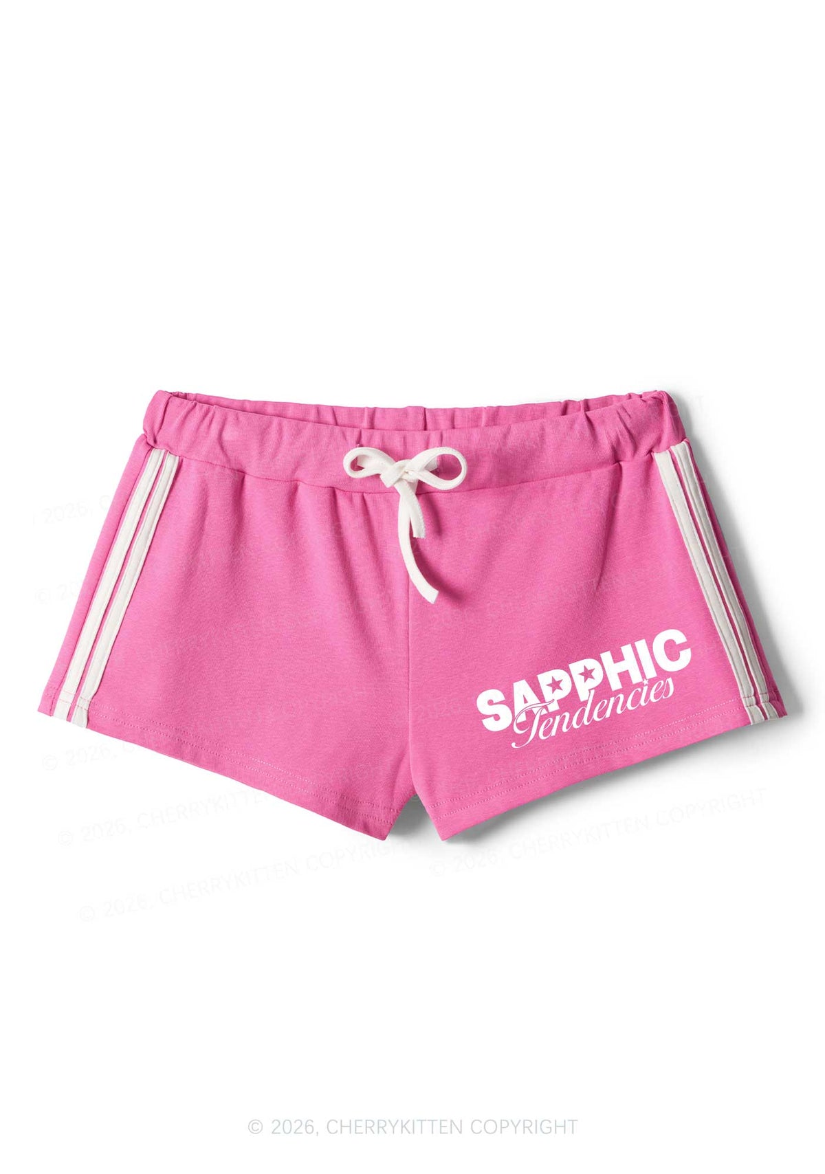 Sapphic Tendencies Pride Y2K Drawstring Mini Shorts Cherrykitten