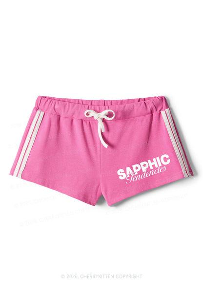 Sapphic Tendencies Pride Y2K Drawstring Mini Shorts Cherrykitten
