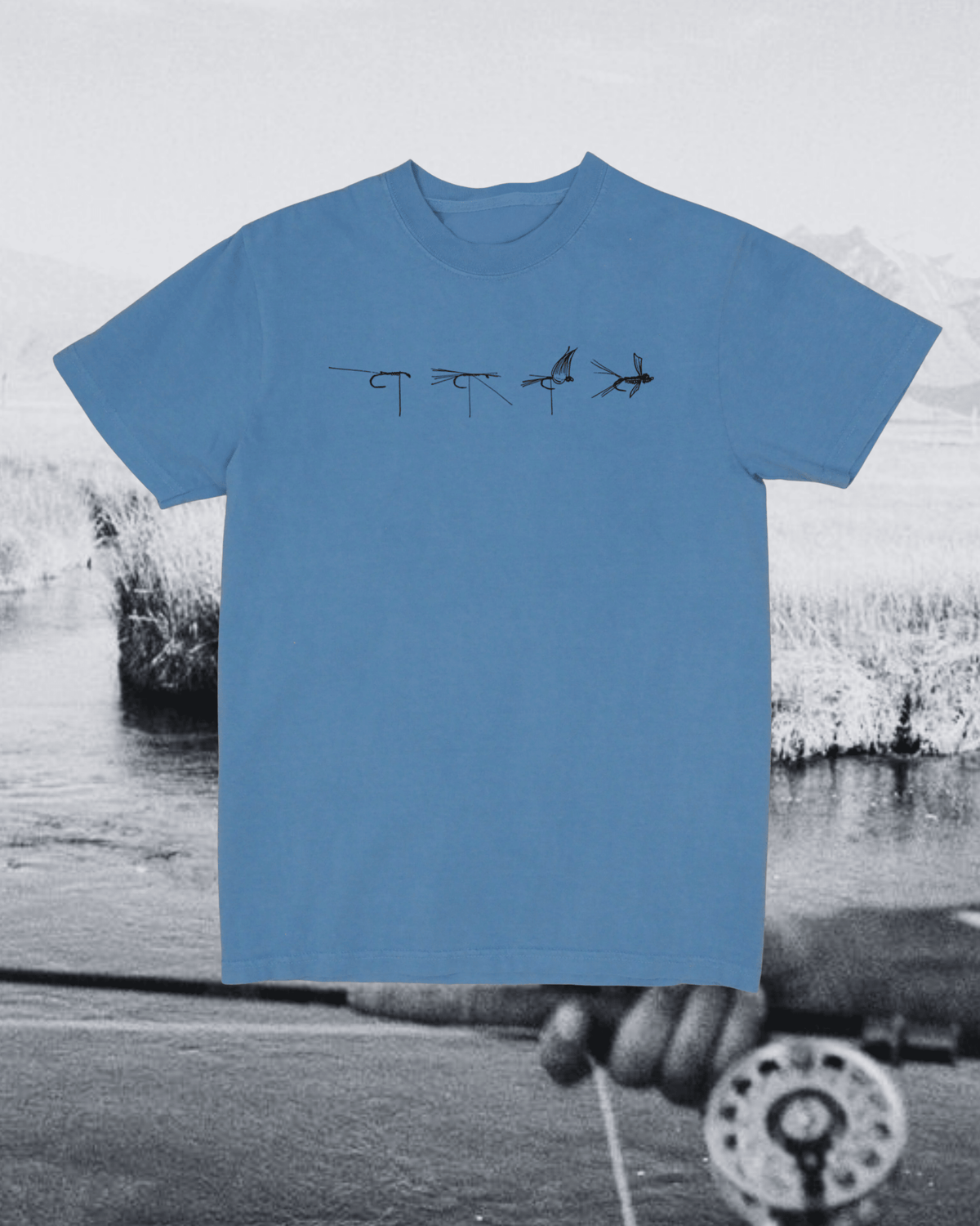 "Fly Tie" Tee in Blue