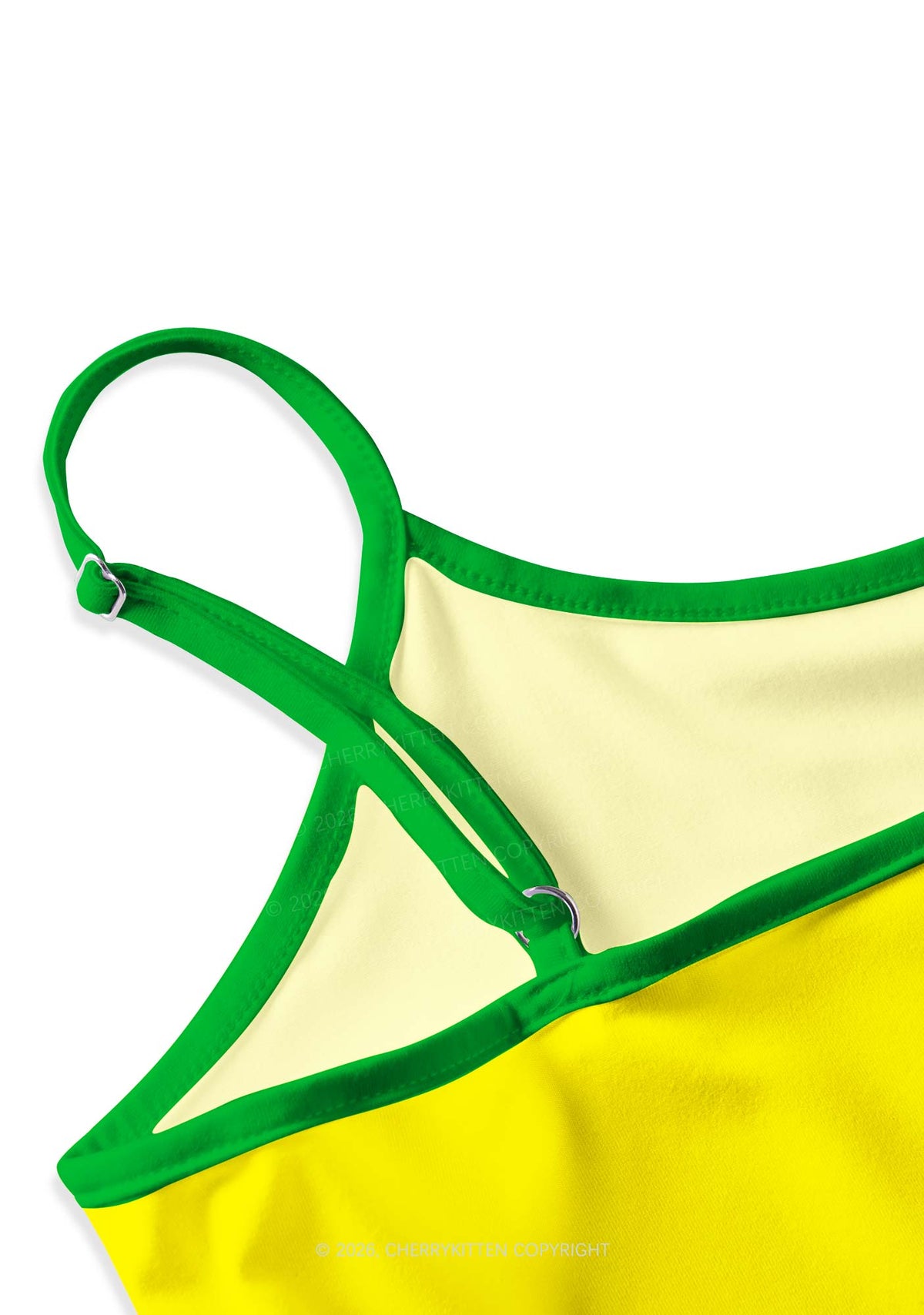 Yellow Green Stripe Star Y2K Print Slip Dress Cherrykitten