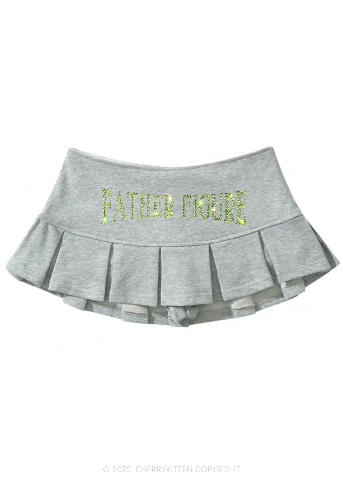 Rhinestone Father Figure Y2K Mini Pleated Skirts Cherrykitten