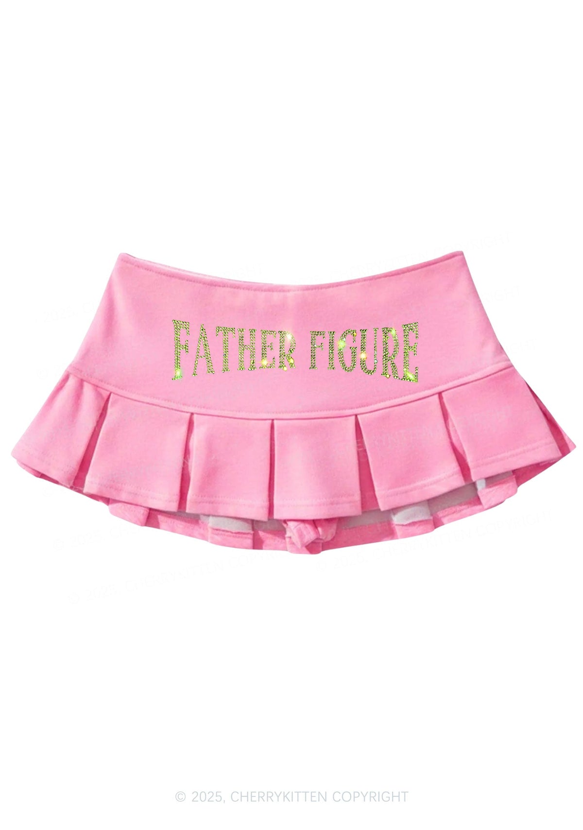 Rhinestone Father Figure Y2K Mini Pleated Skirts Cherrykitten