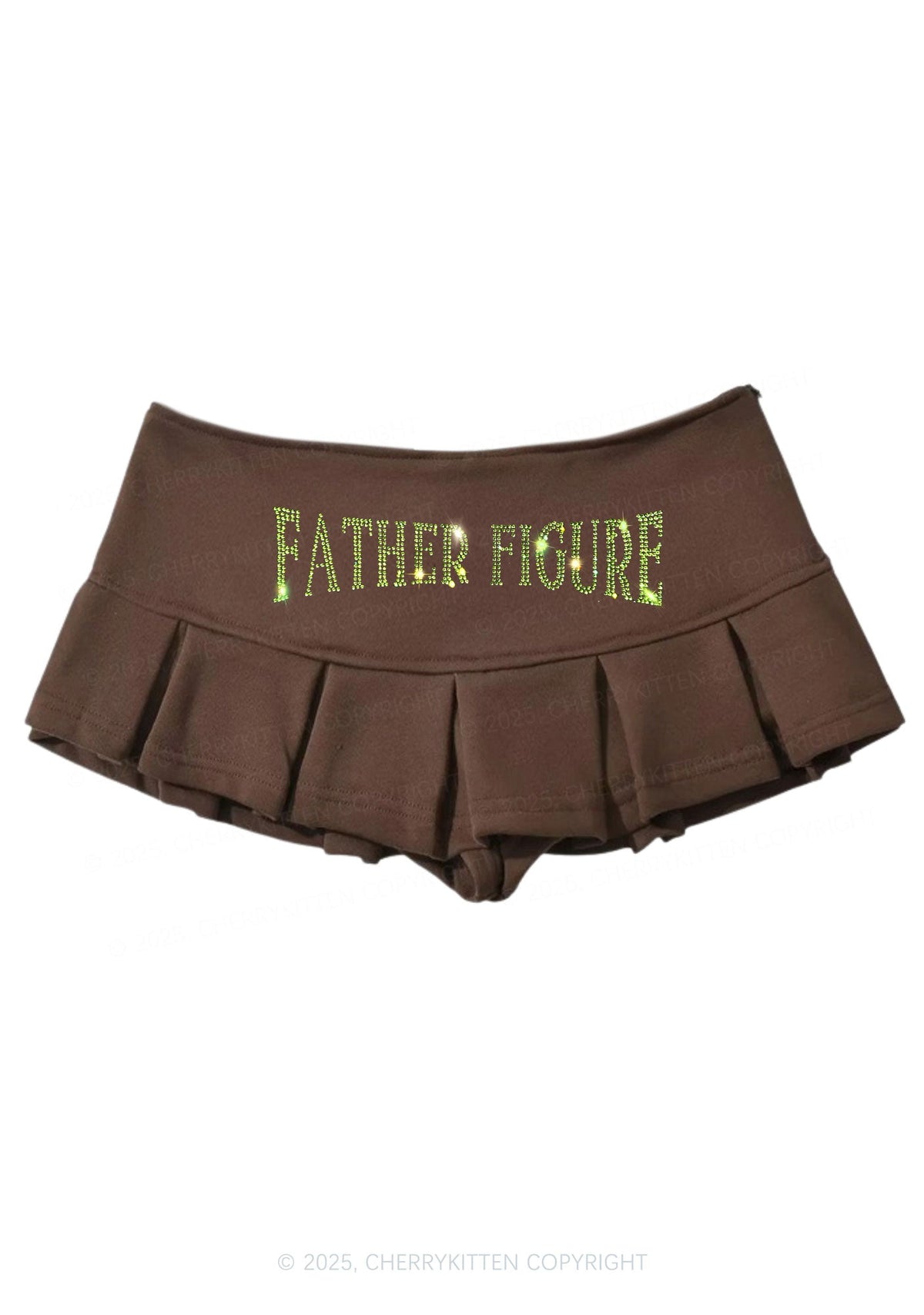Rhinestone Father Figure Y2K Mini Pleated Skirts Cherrykitten