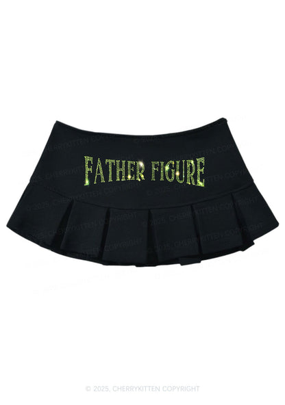 Rhinestone Father Figure Y2K Mini Pleated Skirts Cherrykitten