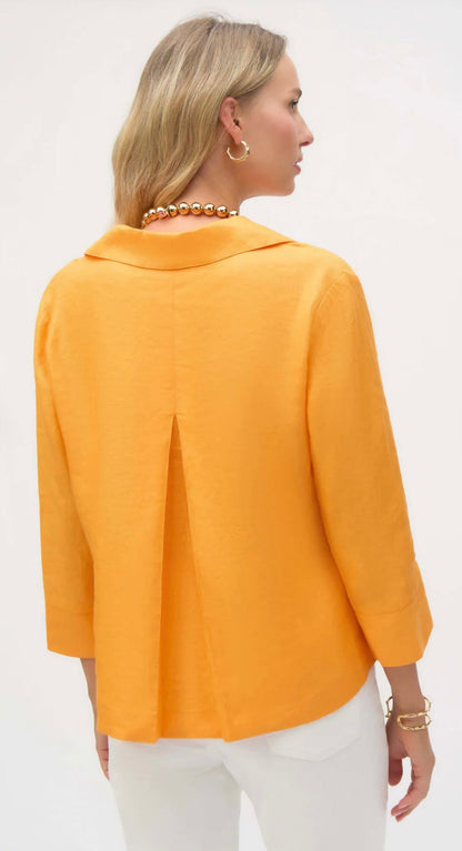 PALM SPRINGS LINEN BOXY TOP WITH SHIRT COLLAR