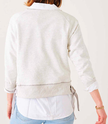 Frenchie Side Tie Crewneck-Ash