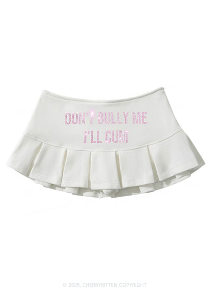 Rhinestone Dont Bully Me Y2K Mini Pleated Skirts Cherrykitten