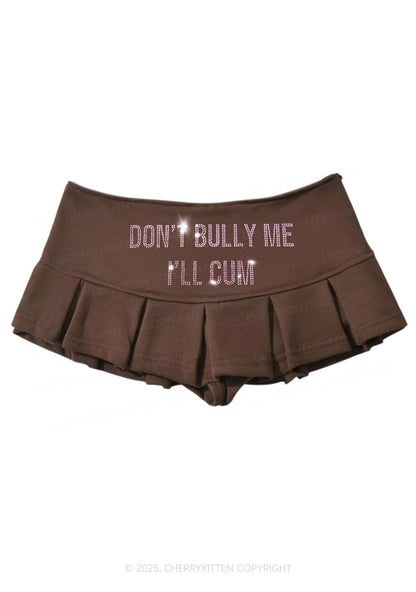 Rhinestone Dont Bully Me Y2K Mini Pleated Skirts Cherrykitten