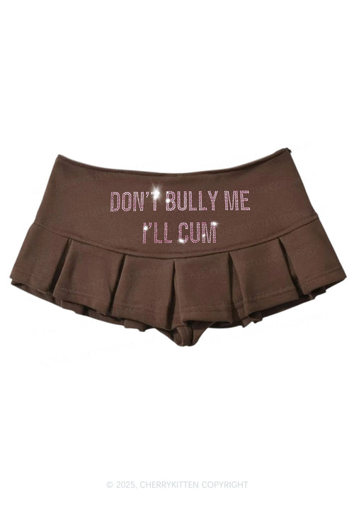 Rhinestone Dont Bully Me Y2K Mini Pleated Skirts Cherrykitten
