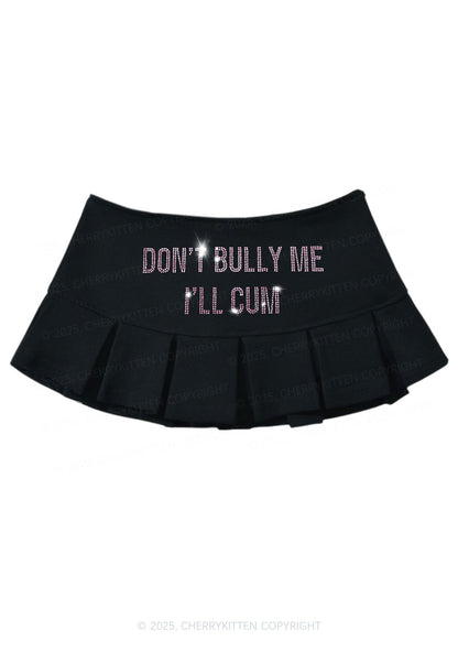 Rhinestone Dont Bully Me Y2K Mini Pleated Skirts Cherrykitten