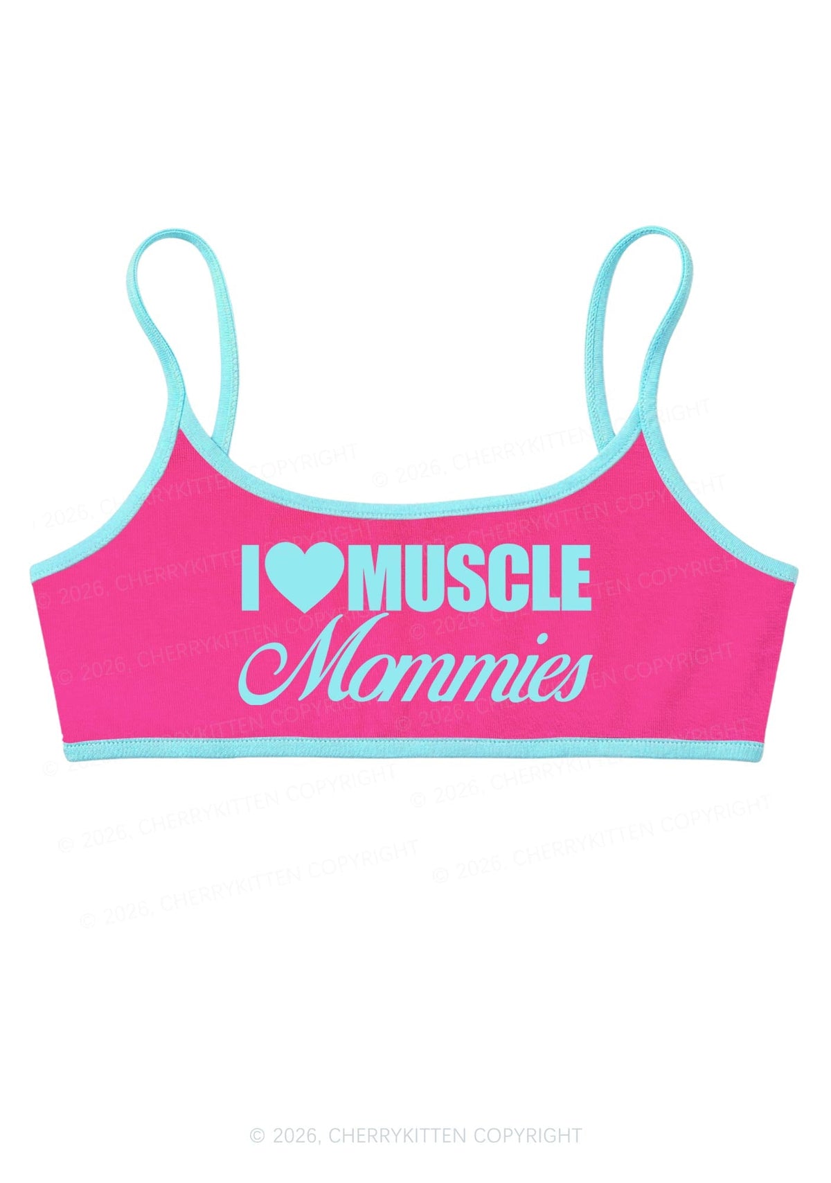 I Love Muscle Mommies Y2K Super Crop Cami Cherrykitten