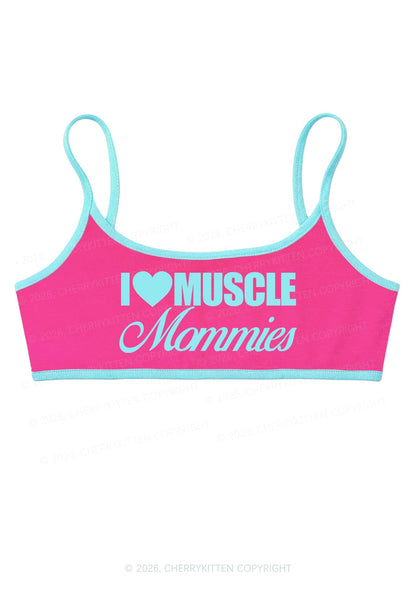 I Love Muscle Mommies Y2K Super Crop Cami Cherrykitten