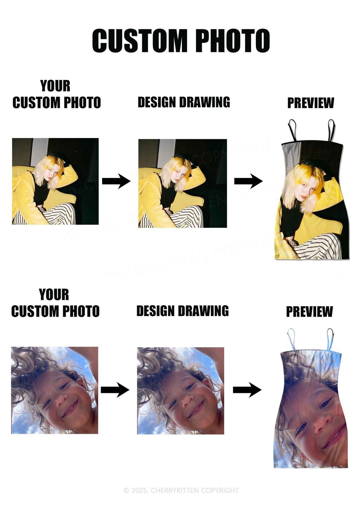 Custom Personalized Photo Y2K Print Slip Dress Cherrykitten