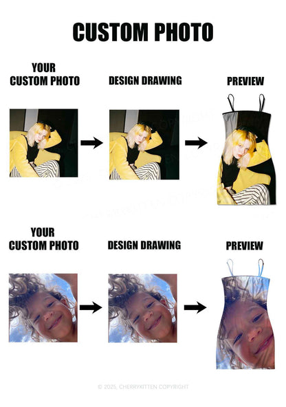 Custom Personalized Photo Y2K Print Slip Dress Cherrykitten