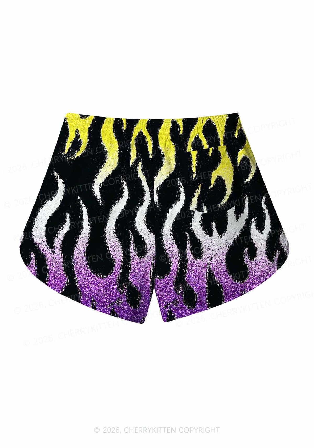 Nonbinary Flame Pride Y2K Print Men Beach Shorts Cherrykitten