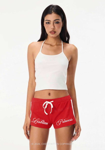 Lesbian Princess Pride Y2K Drawstring Mini Shorts Cherrykitten