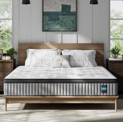 BedStory 14-Inch Hybrid Mattress For Cooling – Gel Memory Foam & Pocket Spring, Medium Firm Queen/King