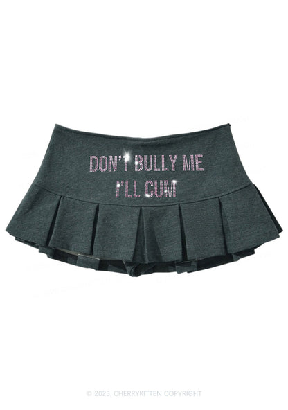 Rhinestone Dont Bully Me Y2K Mini Pleated Skirts Cherrykitten