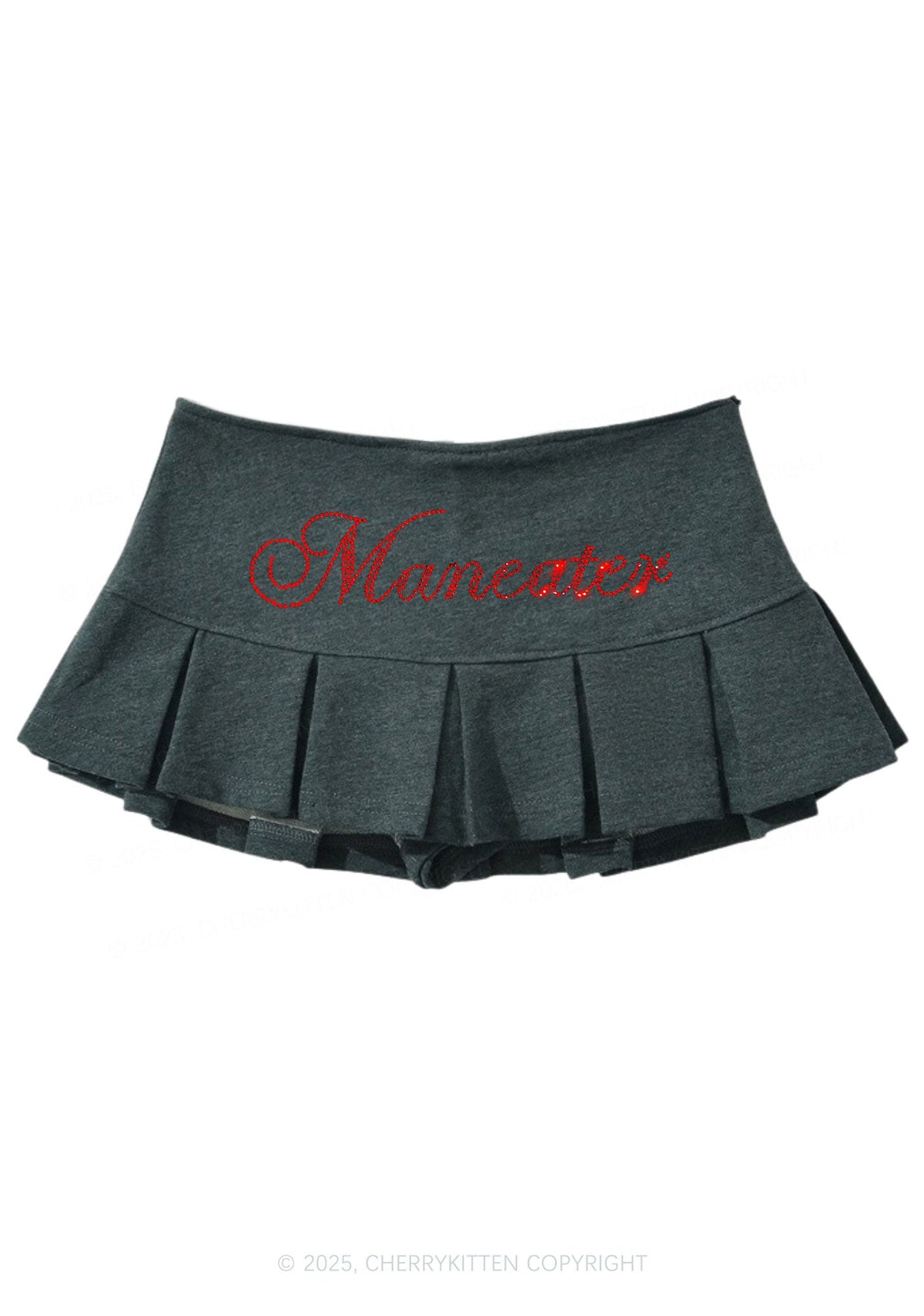 Rhinestone Maneater Y2K Mini Pleated Skirts Cherrykitten
