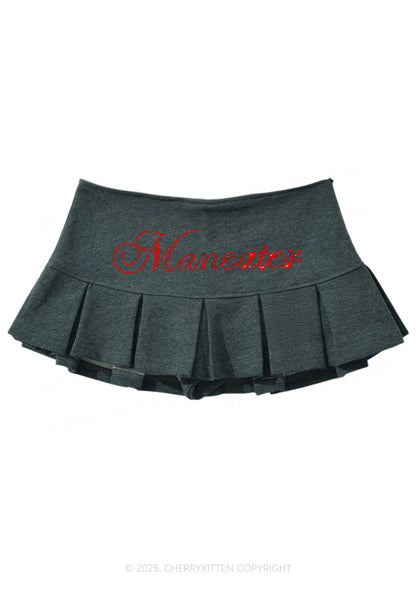 Rhinestone Maneater Y2K Mini Pleated Skirts Cherrykitten