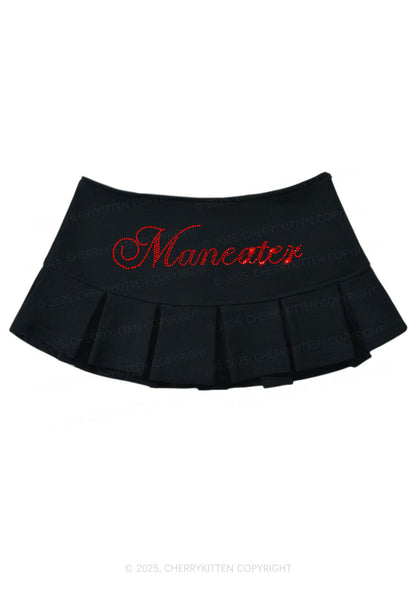 Rhinestone Maneater Y2K Mini Pleated Skirts Cherrykitten