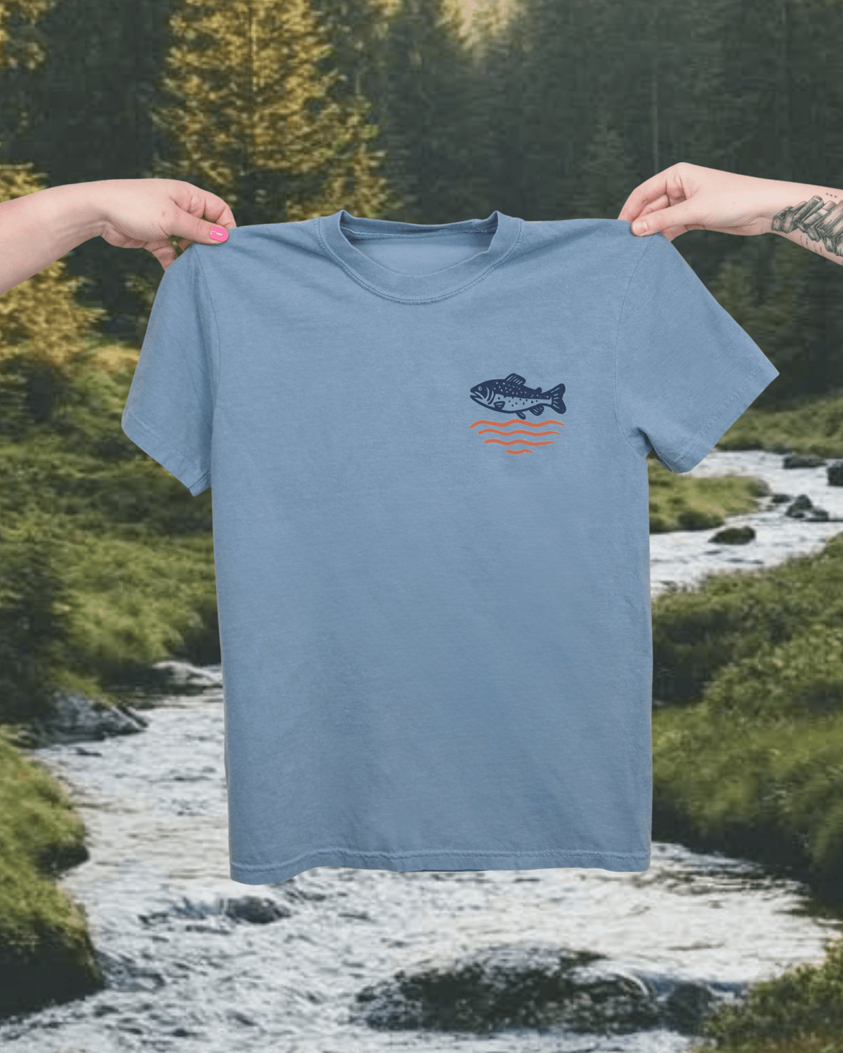 "Wild Trout" Tee in Blue