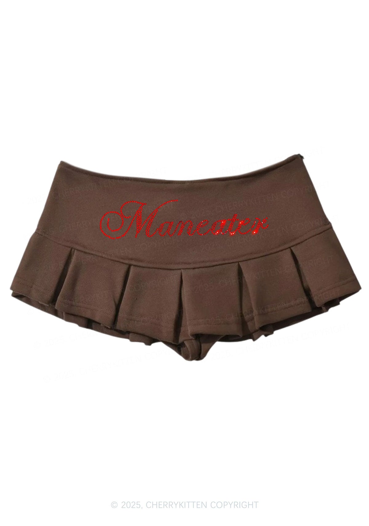 Rhinestone Maneater Y2K Mini Pleated Skirts Cherrykitten
