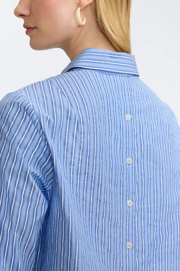 3/4 Sleeves Poppy Shirt-Blue