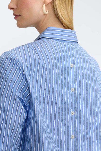 3/4 Sleeves Poppy Shirt-Blue