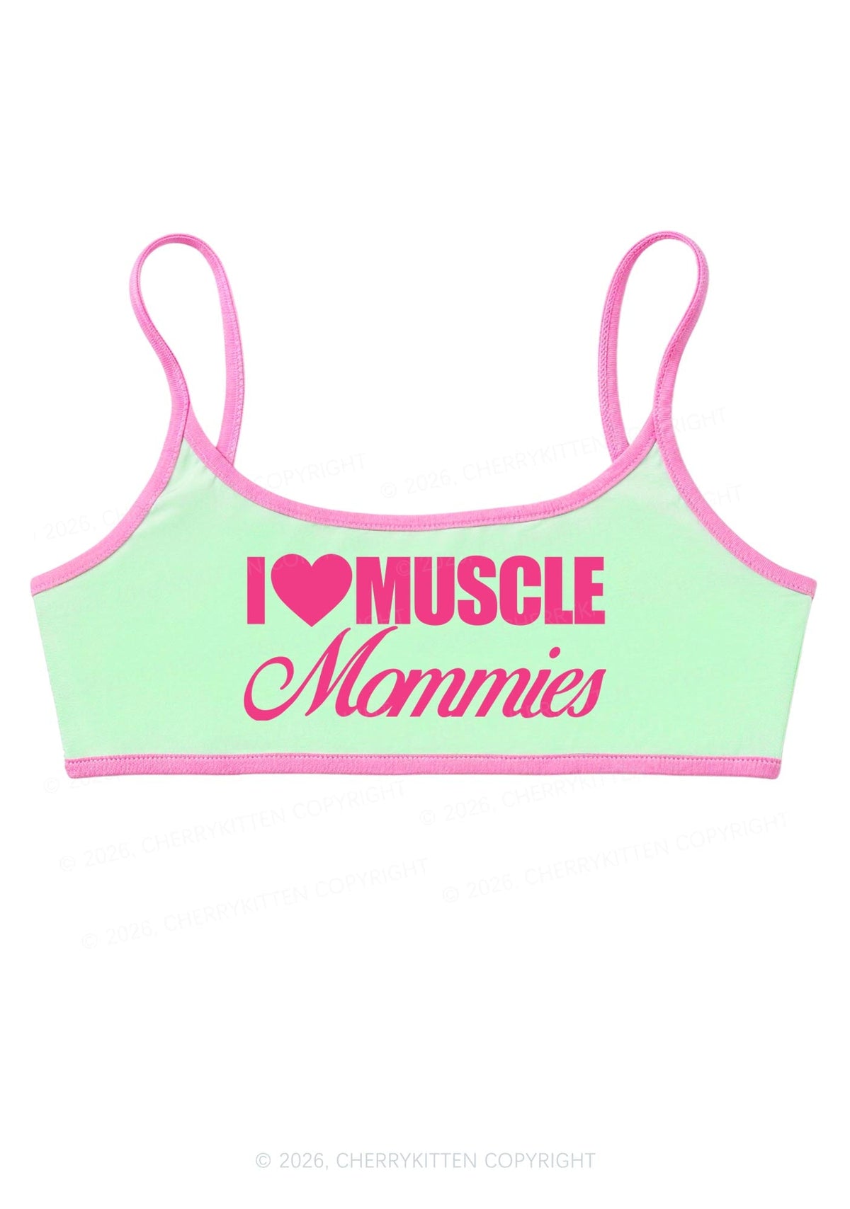 I Love Muscle Mommies Y2K Super Crop Cami Cherrykitten