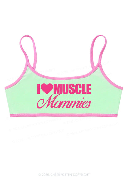 I Love Muscle Mommies Y2K Super Crop Cami Cherrykitten