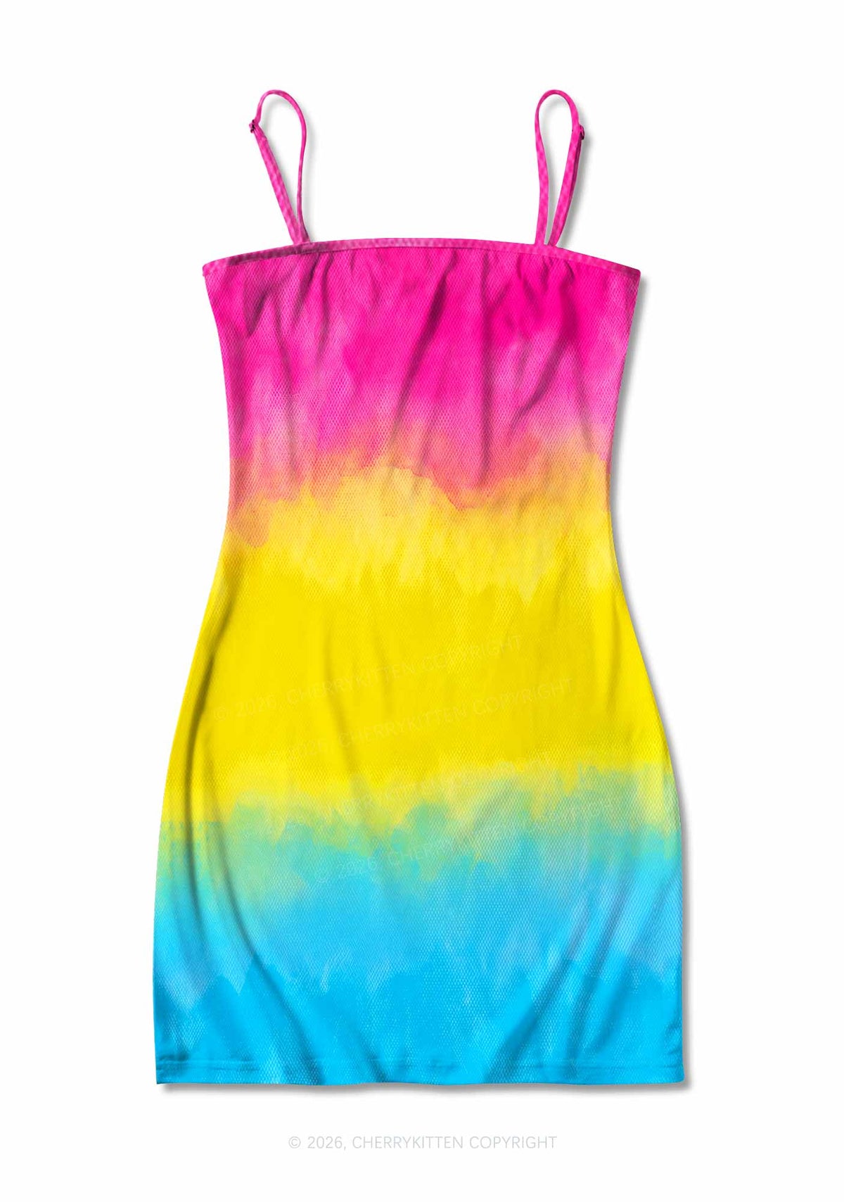 Pansexual Tie Dye Pride Y2K Print Slip Dress Cherrykitten