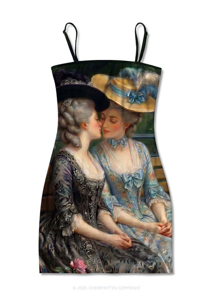 Vintage Garden Ladies Pride Y2K Print Slip Dress Cherrykitten