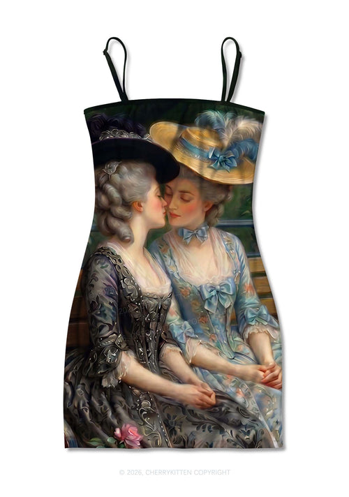 Vintage Garden Ladies Pride Y2K Print Slip Dress Cherrykitten