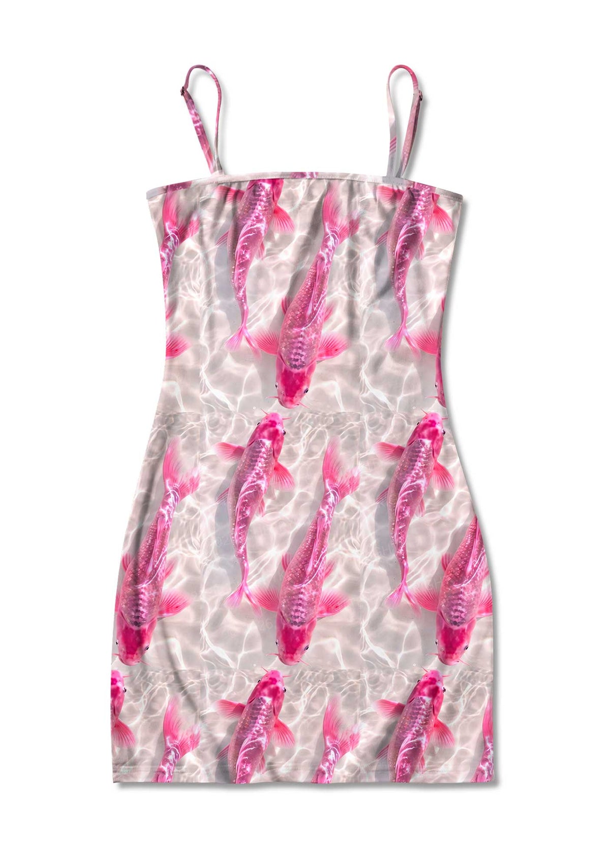 Pink Carp Water Ripple Y2K Print Slip Dress Cherrykitten