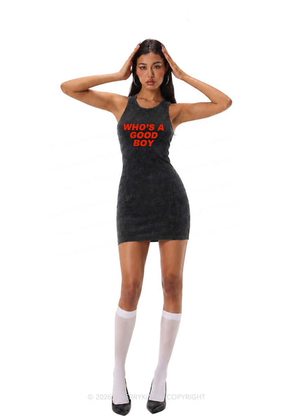 Whos A Good Boy Y2K Washed Tank Dress Cherrykitten