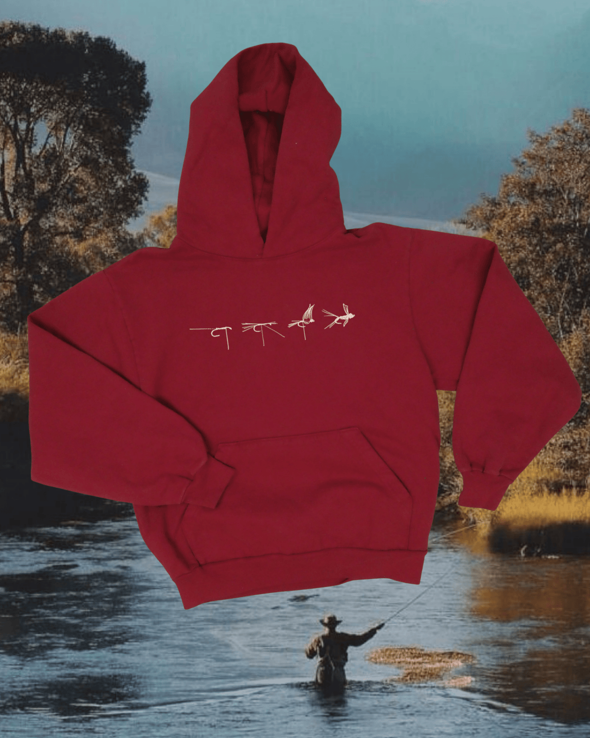 "Fly Tie" Hoodie in Red