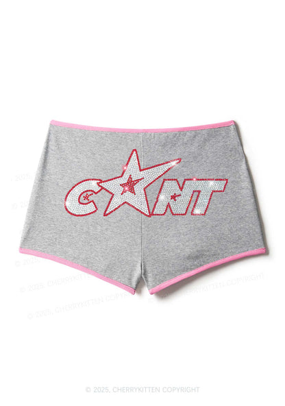 Rhinestone Star Cxxt Y2K Booty Shorts Cherrykitten