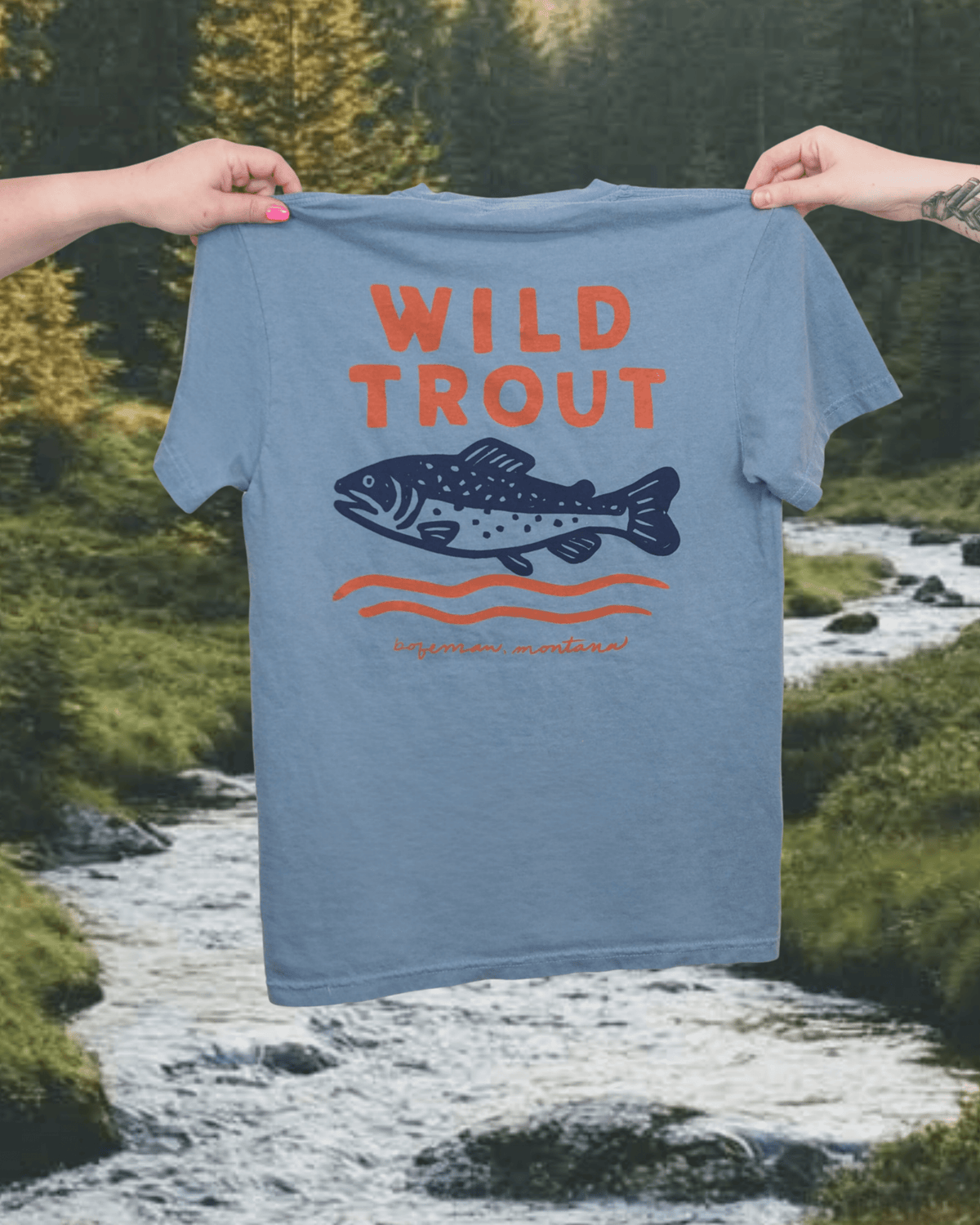 "Wild Trout" Tee in Blue