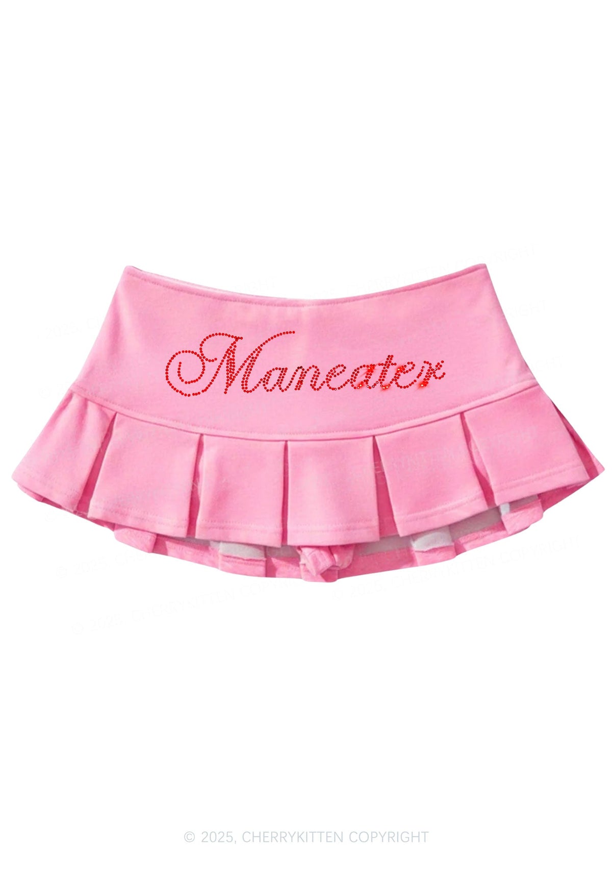 Rhinestone Maneater Y2K Mini Pleated Skirts Cherrykitten