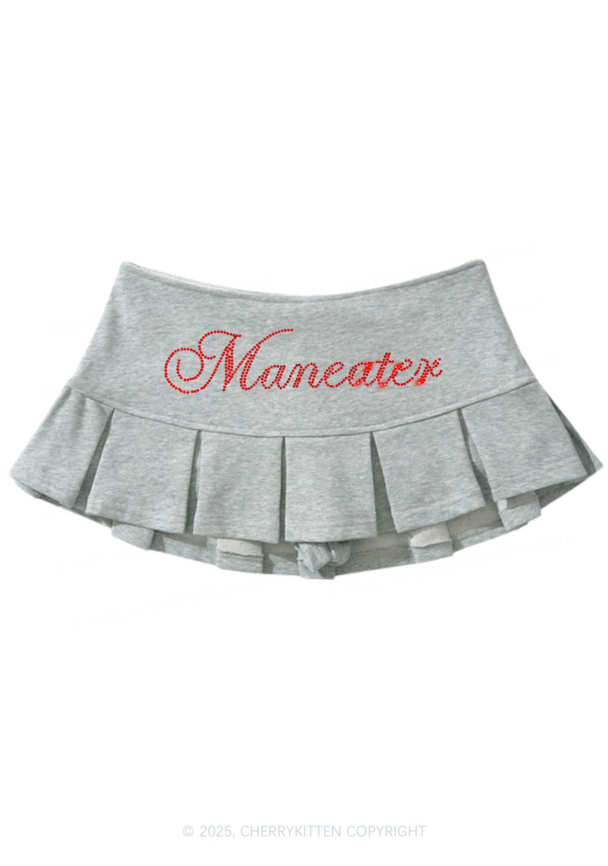 Rhinestone Maneater Y2K Mini Pleated Skirts Cherrykitten