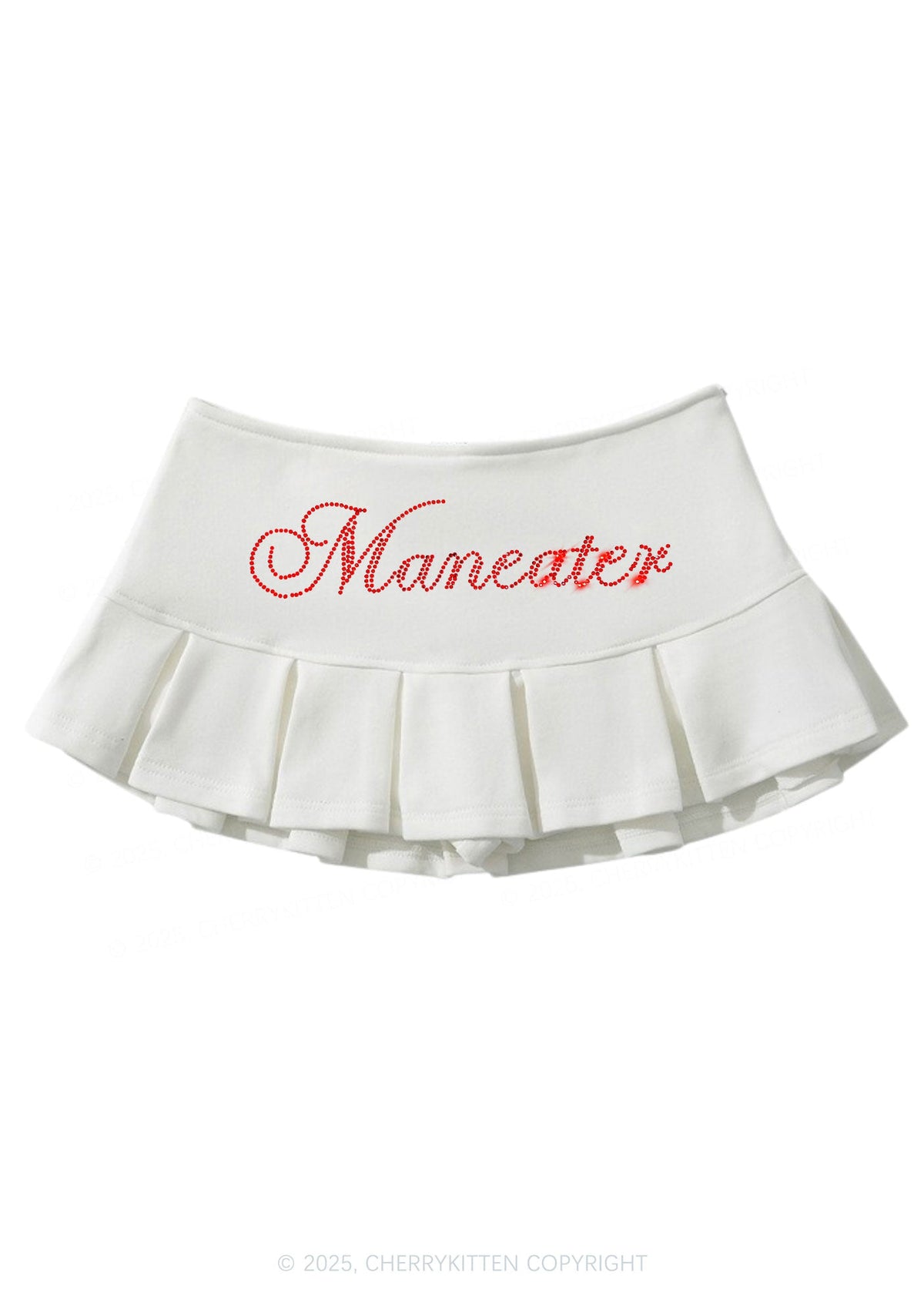 Rhinestone Maneater Y2K Mini Pleated Skirts Cherrykitten