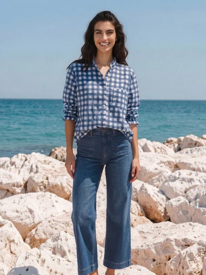 Coastal Blue Gingham - Good Girlfriend Shirt