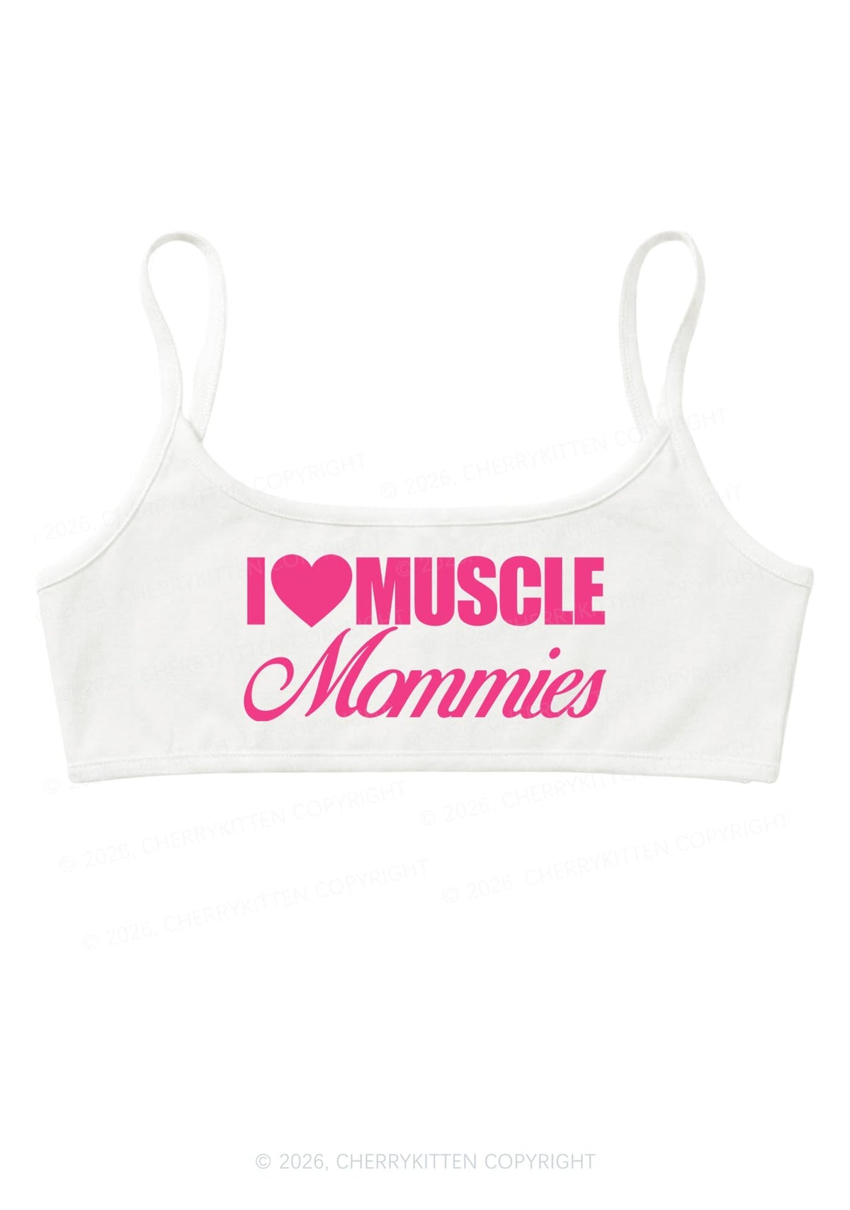 I Love Muscle Mommies Y2K Super Crop Cami Cherrykitten