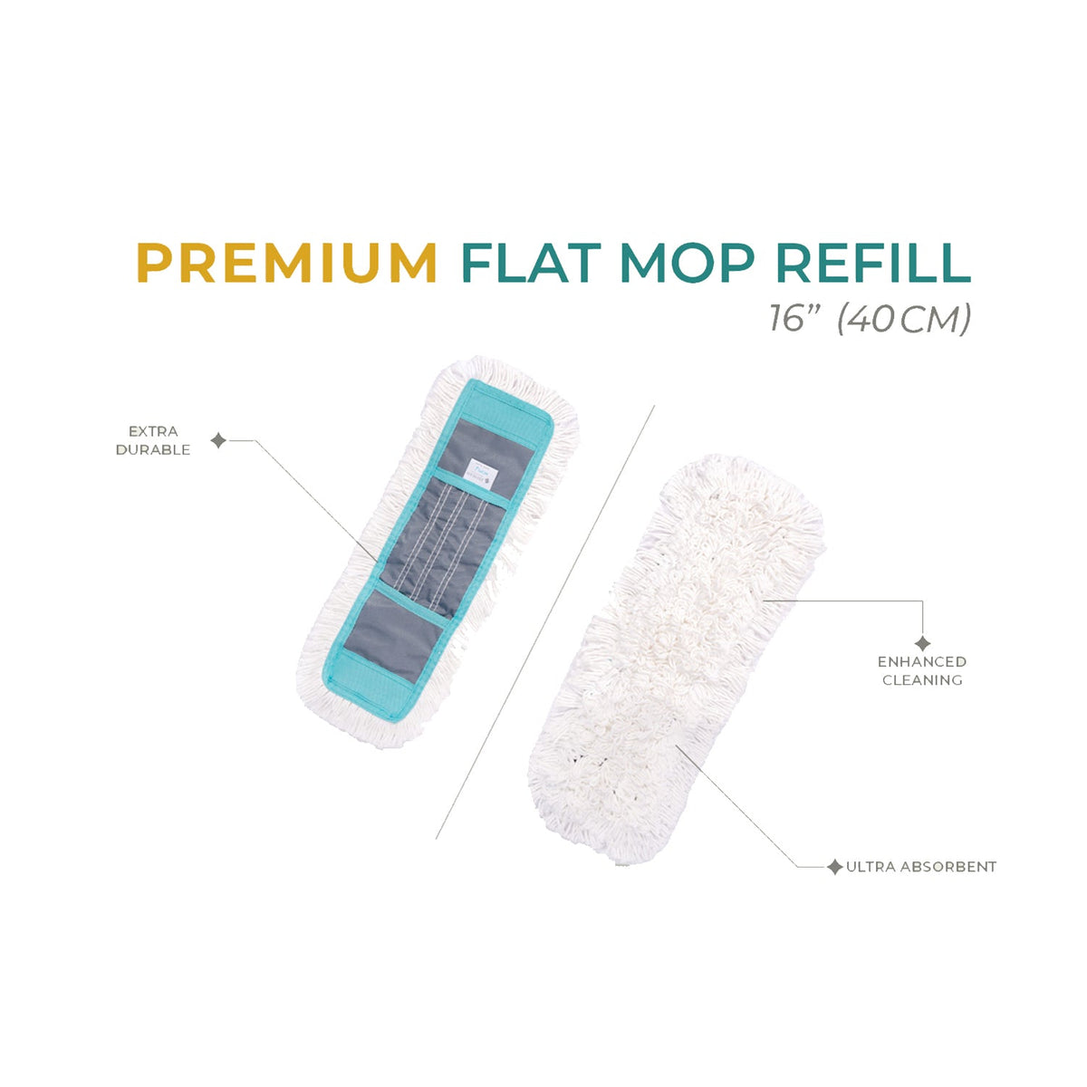 Zidello PREMIUM FLAT MOP - DRY 16" INCH (40CM)